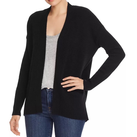 $268 Aqua size M open cardigan black2-Ply 100% Cashmere new with tag